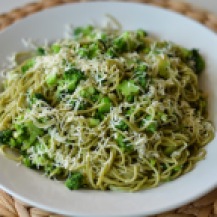 Simple broccoli cilantro pasta dish.