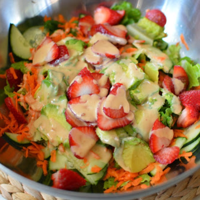 Salad with homemade Spicy Peanut Dressing!